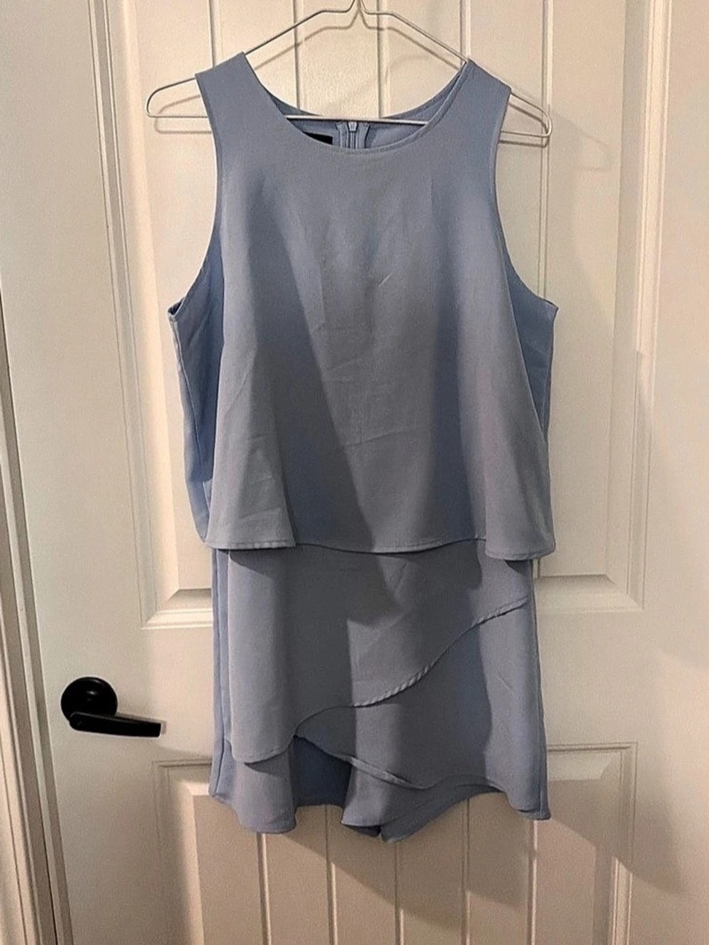 DOKOTOO Layered Asymmetrical Shorts Romper Blue
